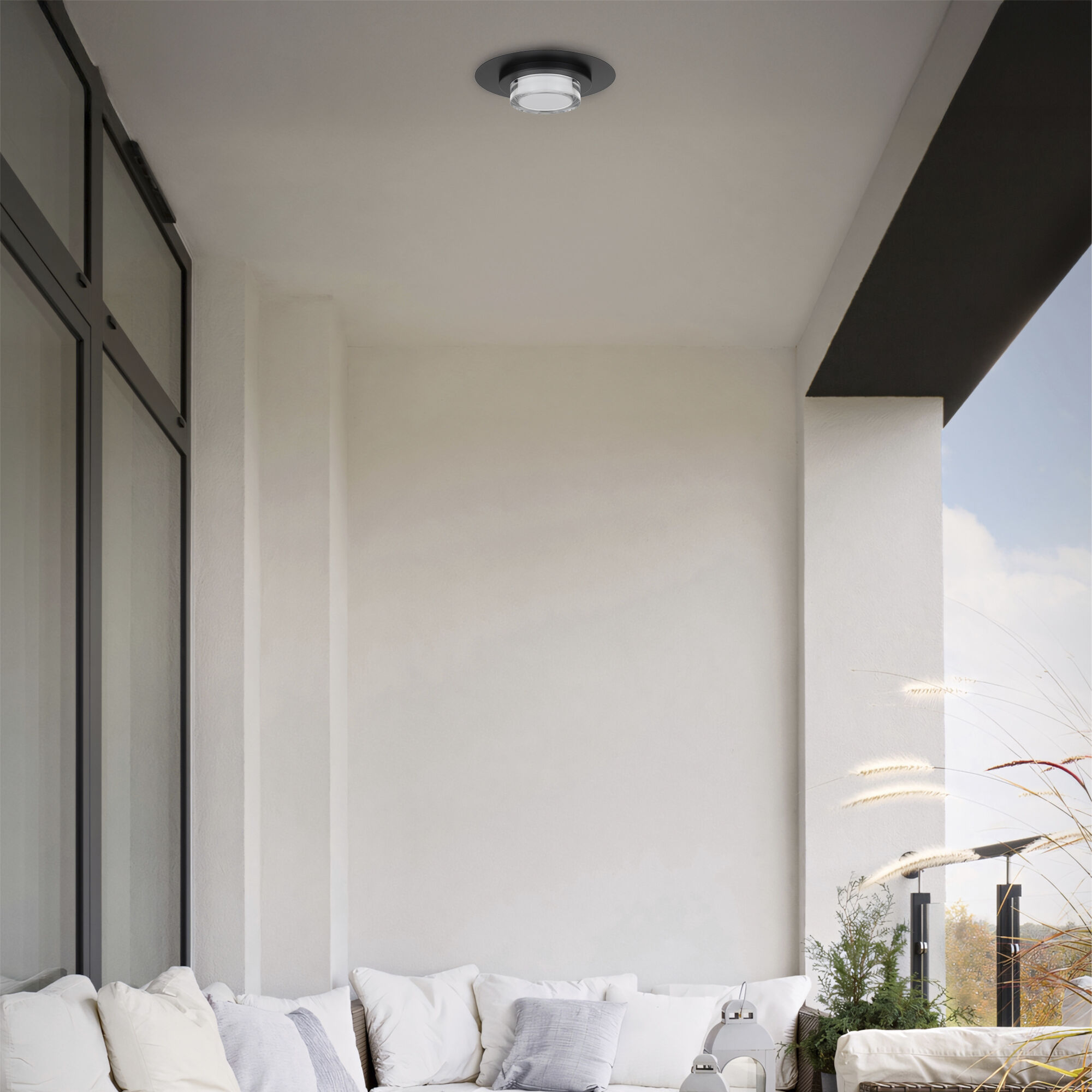 Plate LED 12 inch Sand Black Outdoor Flush Mount